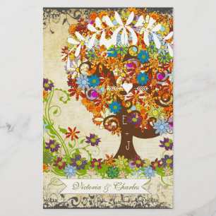 Whimsical Flower Tree Wedding Stationery