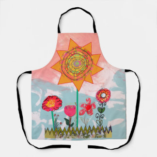 Whimsical Flowers All-Over Print Apron