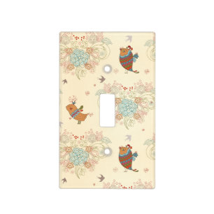 Whimsical Flowers and Birds Pattern Light Switch Cover