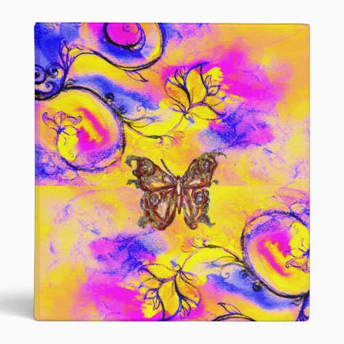 WHIMSICAL FLOWERS  AND BUTTERFLIES 3 RING BINDER