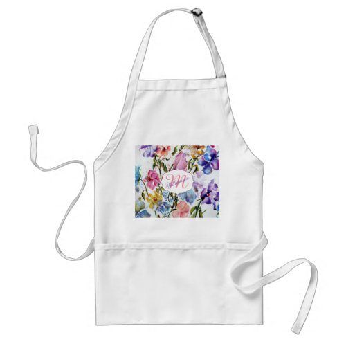 WHIMSICAL FLOWERS AND BUTTERFLIES ADULT APRON