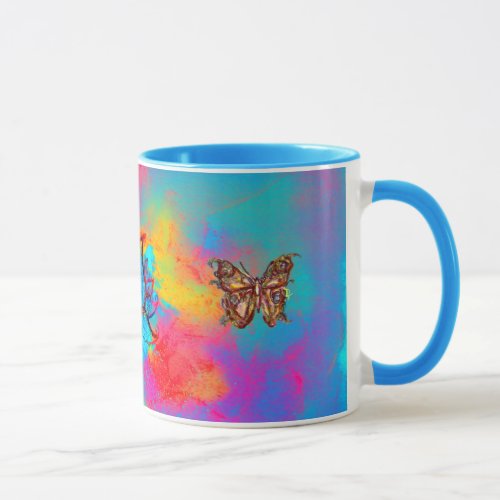 WHIMSICAL FLOWERS  AND BUTTERFLIES MUG