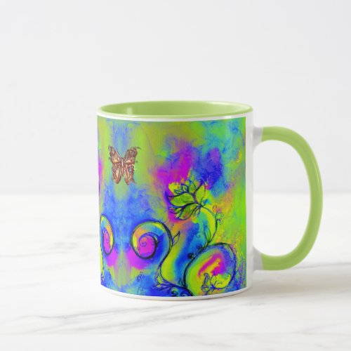 WHIMSICAL FLOWERS  AND BUTTERFLIES MUG