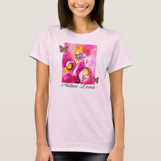 WHIMSICAL FLOWERS  AND BUTTERFLIES NATURE LOVER T-Shirt (Front)