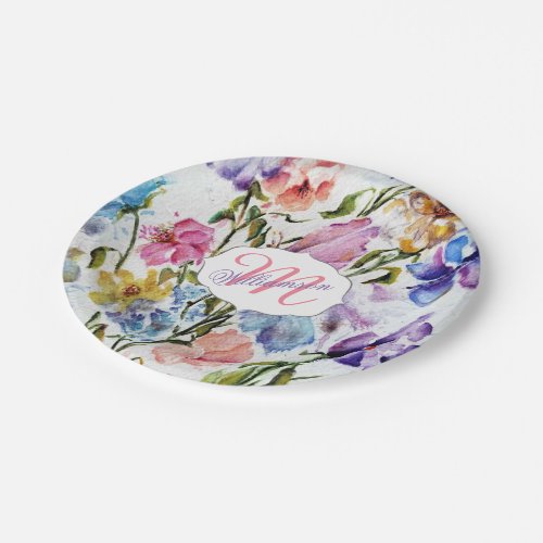 WHIMSICAL FLOWERS AND BUTTERFLIES PAPER PLATES