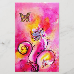 WHIMSICAL FLOWERS  AND BUTTERFLIES STATIONERY