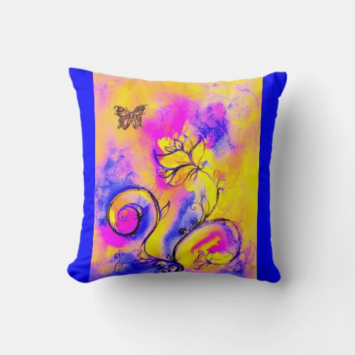 WHIMSICAL FLOWERS  AND BUTTERFLIES THROW PILLOW