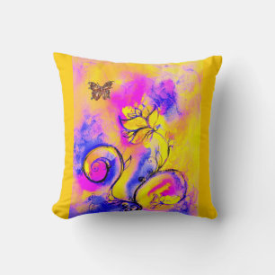 WHIMSICAL FLOWERS AND BUTTERFLIES THROW PILLOW