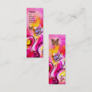 WHIMSICAL FLOWERS AND GOLD  BUTTERFLY MINI BUSINESS CARD