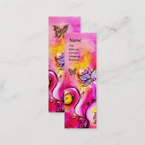 WHIMSICAL FLOWERS AND GOLD  BUTTERFLY MINI BUSINESS CARD