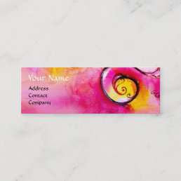 WHIMSICAL FLOWERS AND GOLD  BUTTERFLY MONOGRAM MINI BUSINESS CARD