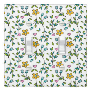 Whimsical Flowers and Leaves Light Switch Cover