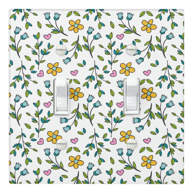 Whimsical Flowers and Leaves Light Switch Cover (In Situ)