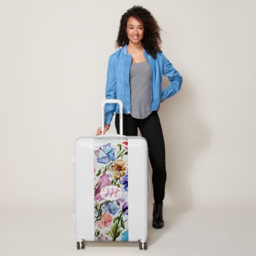 WHIMSICAL FLOWERS AND MONOGRAM LUGGAGE