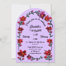 Whimsical Flowers Arch Border 35th Birthday Party