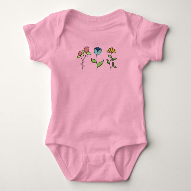 Whimsical Flowers Baby Bodysuit (Front)