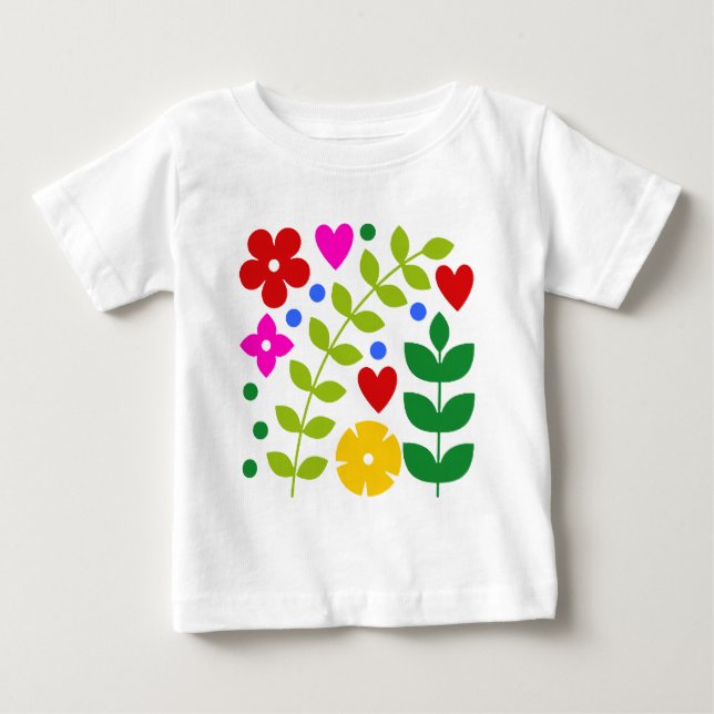 Whimsical Flowers Baby T-Shirt (Front)