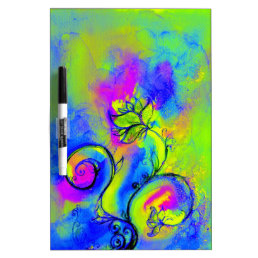 WHIMSICAL FLOWERS   blue green yellow Dry-Erase Board