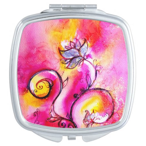 WHIMSICAL FLOWERS  blue pink yellow Vanity Mirror