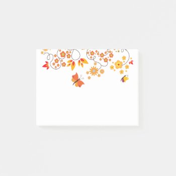 Whimsical Flowers & Butterflies - Post-it Note Pad by LilithDeAnu at Zazzle