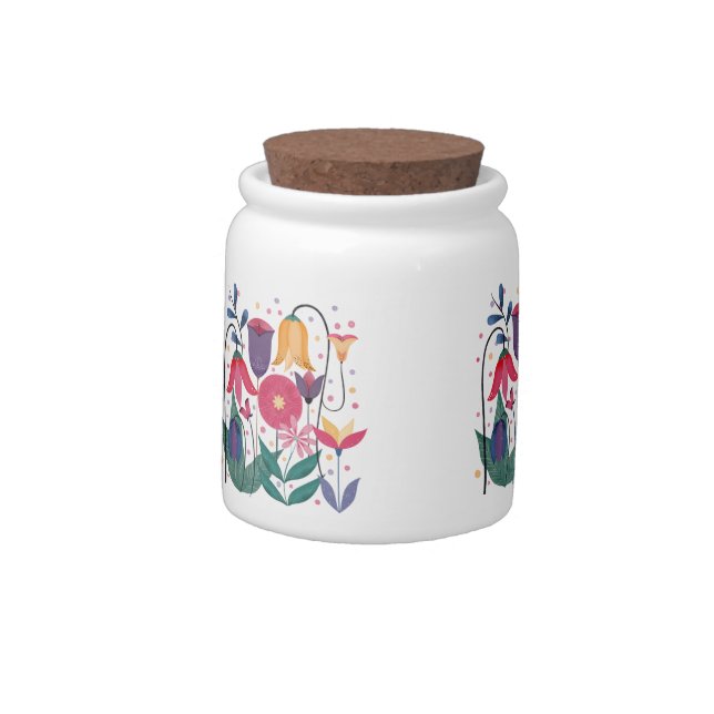 Whimsical Flowers Candy Jar (Left)