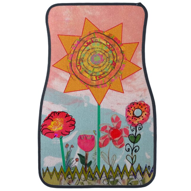 Whimsical Flowers  Car Floor Mat (Front)