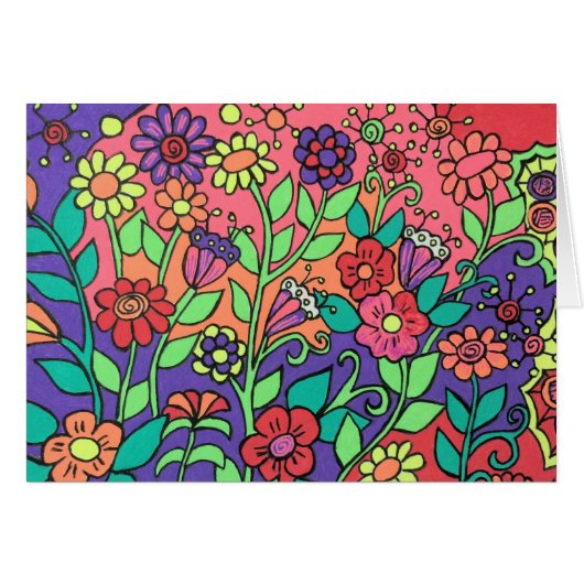 Whimsical FLowers Card (Front Horizontal)