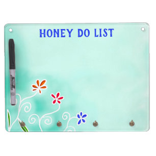 Whimsical Flowers  Dry Erase Board With Keychain Holder