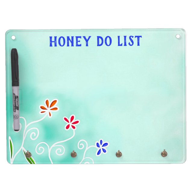 Whimsical Flowers  Dry Erase Board With Keychain Holder (Front)