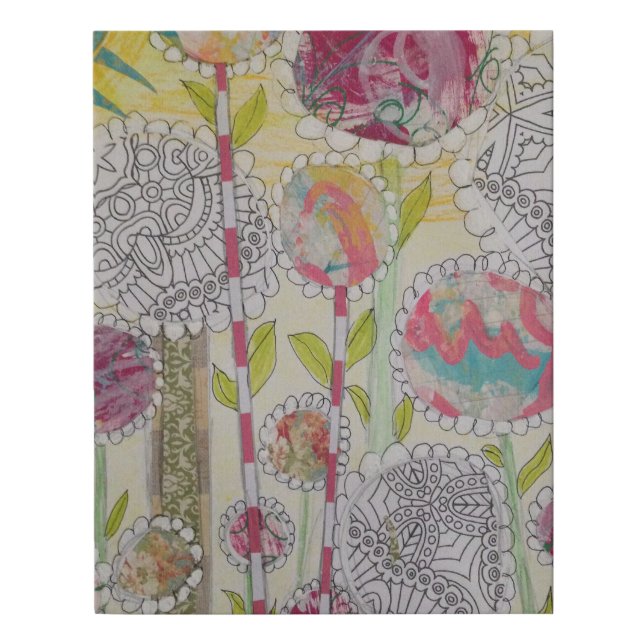 Whimsical Flowers Faux Canvas Print (Front)