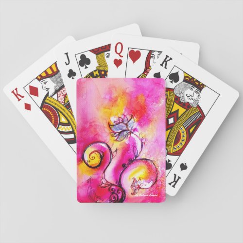WHIMSICAL FLOWERSFLORAL SWIRLS Pink Yellow Blue   Playing Cards