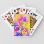 WHIMSICAL FLOWERS,FLORAL SWIRLS Pink Yellow Blue  Playing Cards