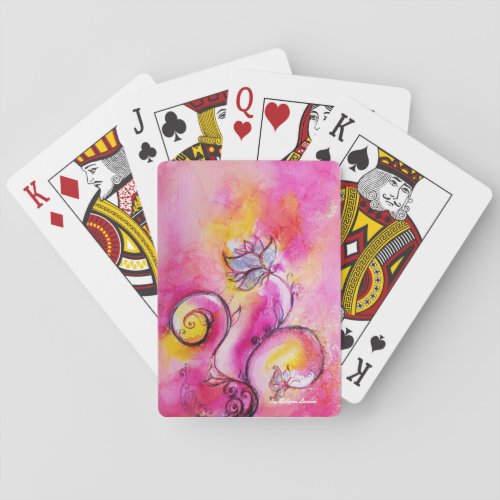 WHIMSICAL FLOWERSFLORAL SWIRLS  Soft Pink Yellow Playing Cards