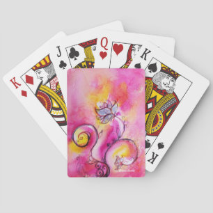 WHIMSICAL FLOWERS,FLORAL SWIRLS  Soft Pink Yellow Poker Cards