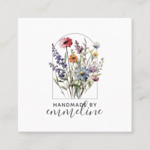 Whimsical Flowers Handmade By Craftsman Square Business Card
