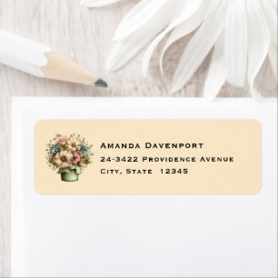 Whimsical Flowers in a Planter Pot Cute Address Label