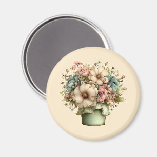 Whimsical Flowers in a Planter Pot Cute Magnet