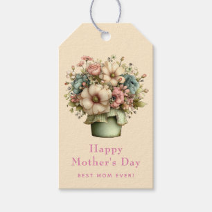 Whimsical Flowers in a Planter Pot Mother's Day Gift Tags