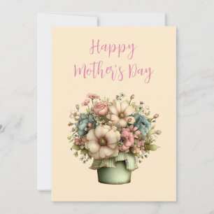 Whimsical Flowers in a Planter Pot Mother's Day Holiday Card