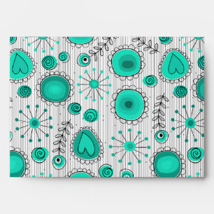 Whimsical Flowers in Turquoise Envelope