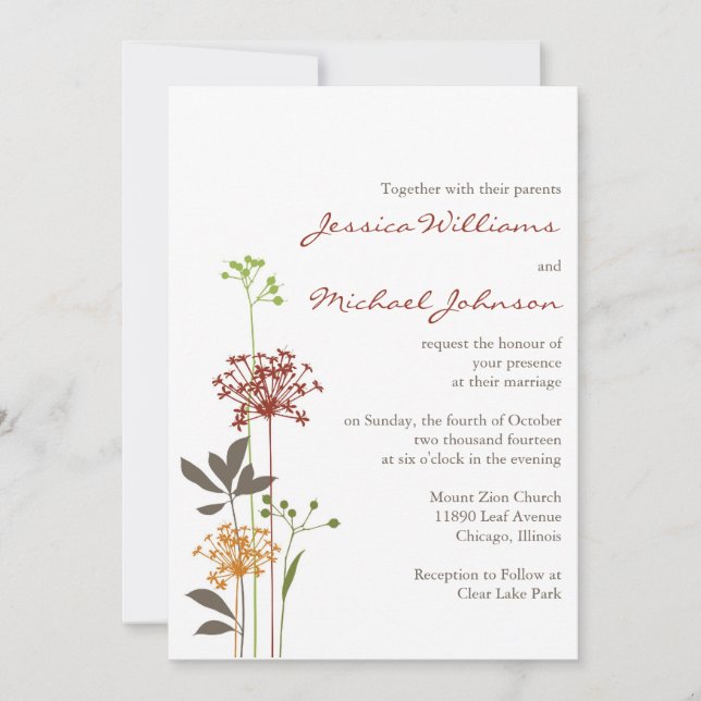 Whimsical Flowers Invitation (Front)