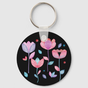Whimsical Flowers Keychain