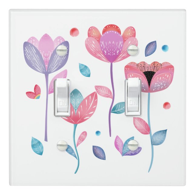 Whimsical Flowers  Light Switch Cover (In Situ)