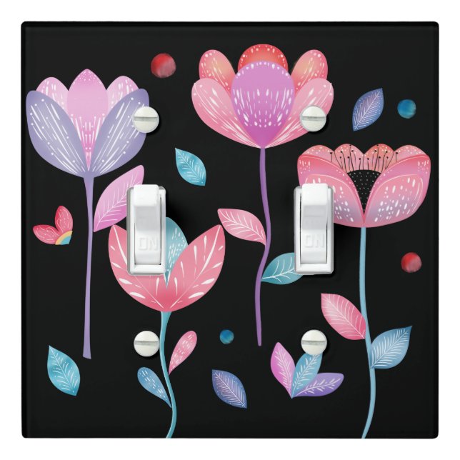 Whimsical Flowers  Light Switch Cover (In Situ)