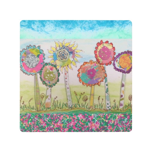 Whimsical Flowers  Metal Print (Front)
