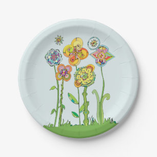 Whimsical Flowers Paper Plates