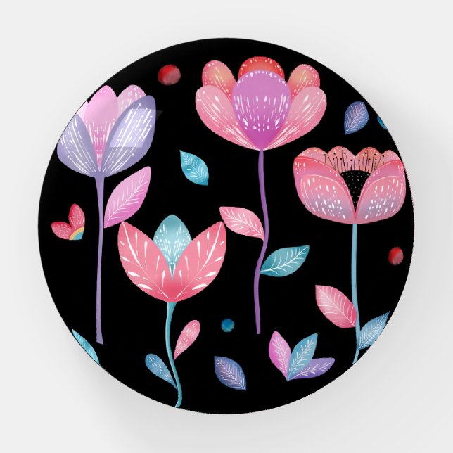 Whimsical Flowers  Paperweight (Front)