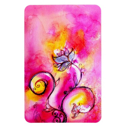 WHIMSICAL FLOWERS  pink fuchsia yellow purple Magnet