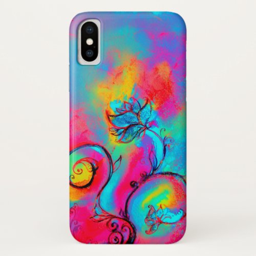 WHIMSICAL FLOWERS  pink yellow blue iPhone XS Case