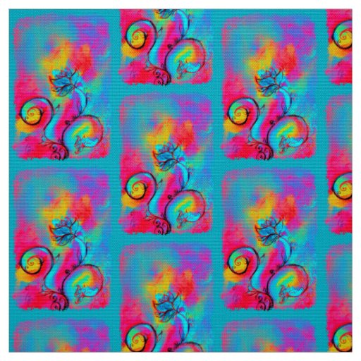 WHIMSICAL FLOWERS pink yellow blue Fabric